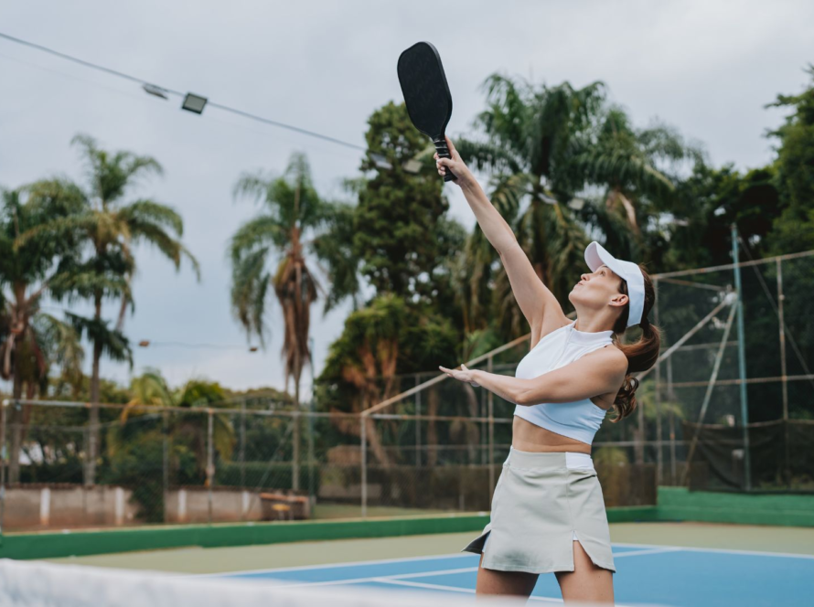 woman playing pickleball