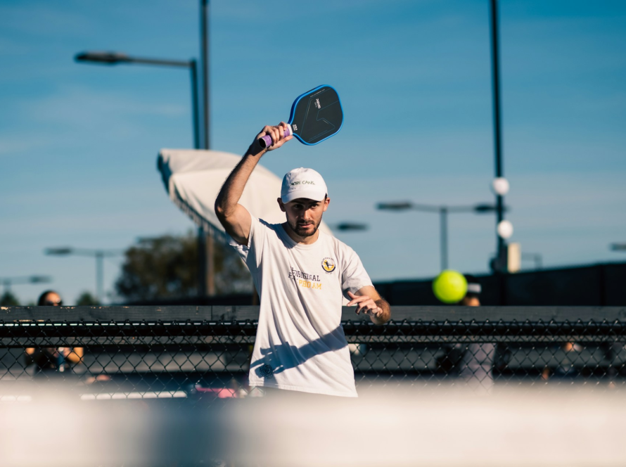 man playing pickleball